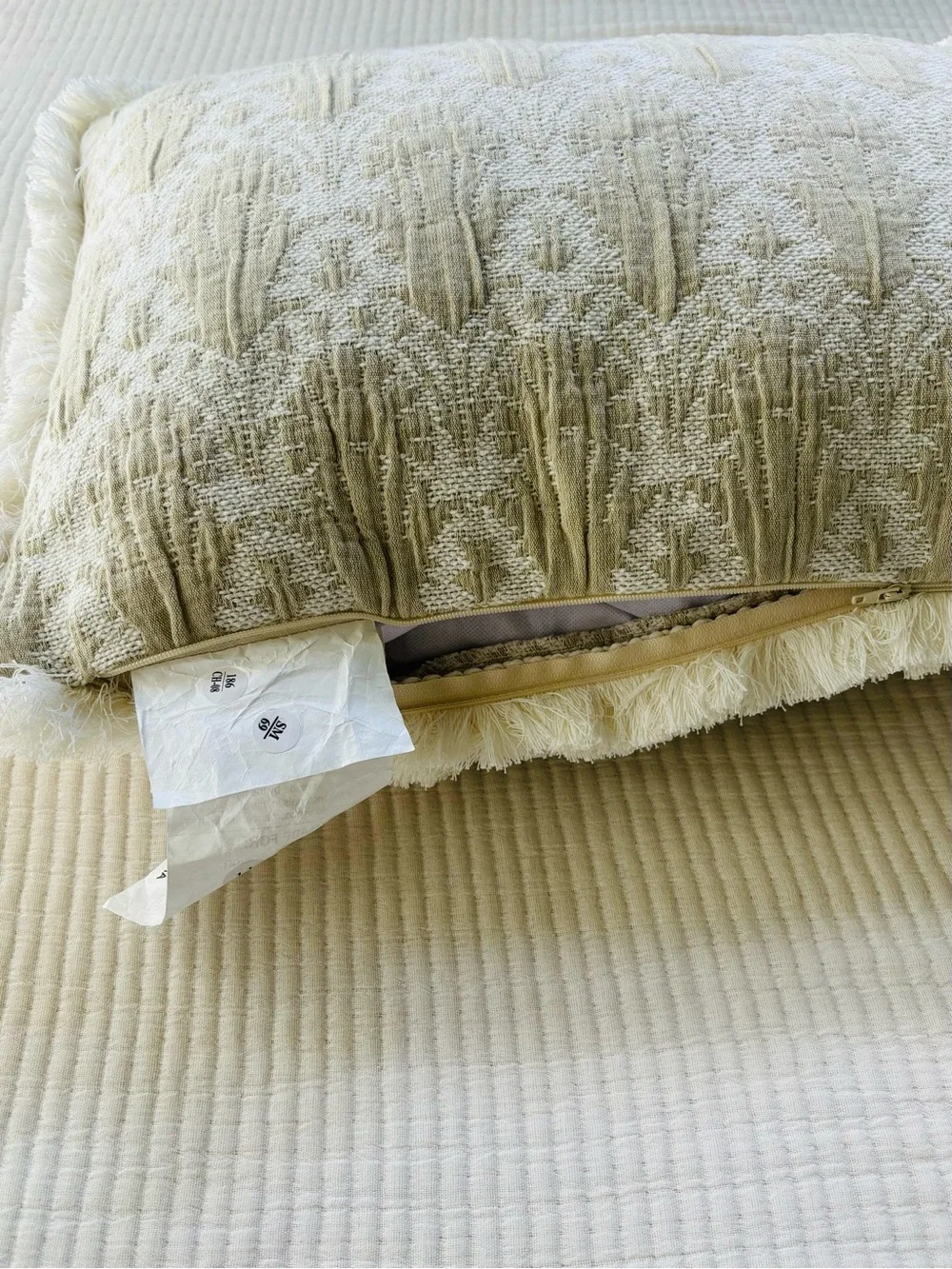 Threshold x Studio McGee Lumbar Woven Shell Block Fringe Pillow Natural NWT